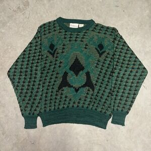 Vintage Green Cosby Abstract Acrylic Gabrielle Sweater Size Medium
